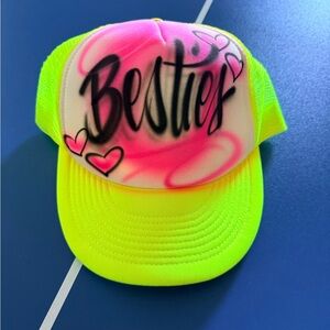 Neon Yellow and Pink 'Bestie' Trucker Hat